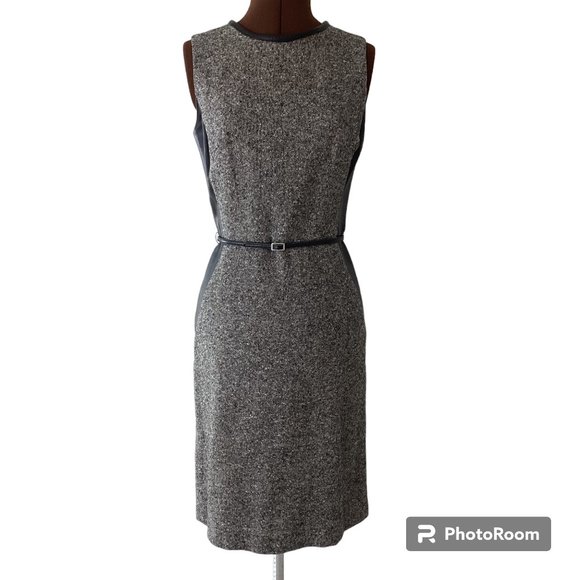 ABS Leather and Tweed Sheath Dress - Picture 4 of 7